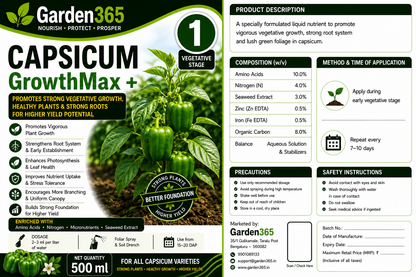 Capsicum Yield Booster Kit – Capsicum 1 GrowthMax+ | Capsicum 2 FlowerSet+ | Capsicum 3 YieldMax+ for Higher Yield, Fruit Size & Quality