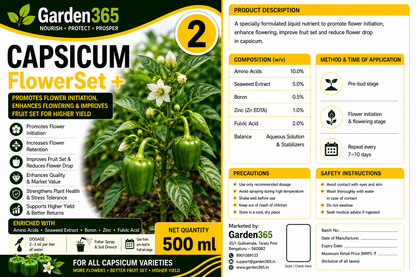 Capsicum Yield Booster Kit – Capsicum 1 GrowthMax+ | Capsicum 2 FlowerSet+ | Capsicum 3 YieldMax+ for Higher Yield, Fruit Size & Quality