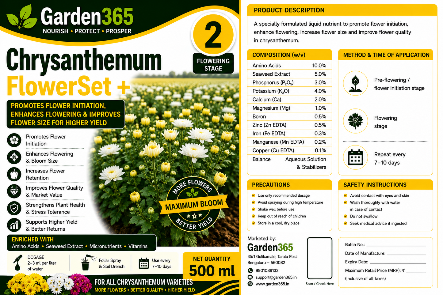 Chrysanthemum Yield Booster Kit – Chrysanthemum 1 BranchMax+ | Chrysanthemum 2 FlowerSet+ | Chrysanthemum 3 YieldMax+ for Higher Flower Yield, Better Bloom Size & Premium Flower Quality