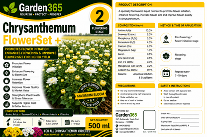 Chrysanthemum Yield Booster Kit – Chrysanthemum 1 BranchMax+ | Chrysanthemum 2 FlowerSet+ | Chrysanthemum 3 YieldMax+ for Higher Flower Yield, Better Bloom Size & Premium Flower Quality