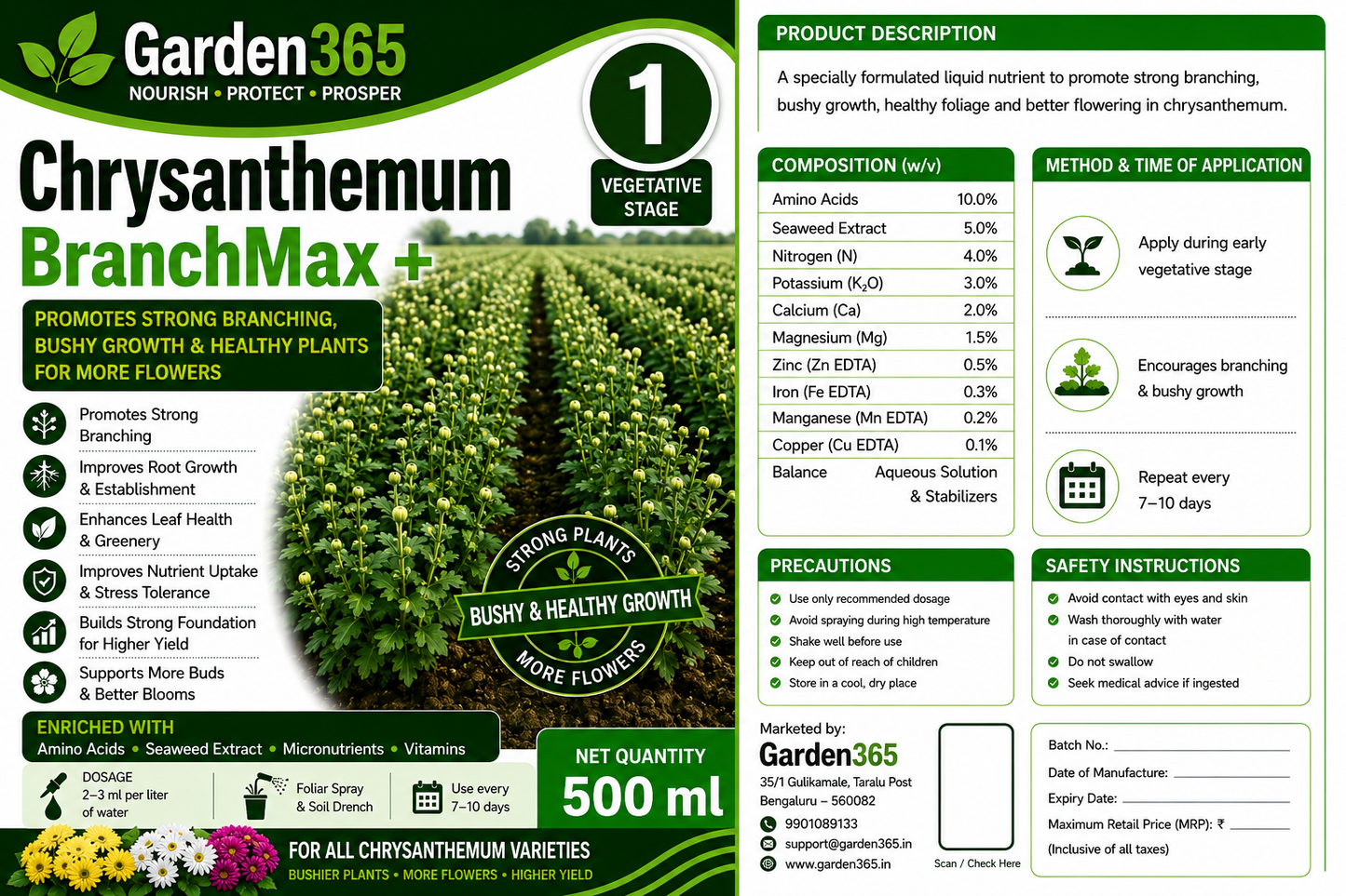 Chrysanthemum Yield Booster Kit – Chrysanthemum 1 BranchMax+ | Chrysanthemum 2 FlowerSet+ | Chrysanthemum 3 YieldMax+ for Higher Flower Yield, Better Bloom Size & Premium Flower Quality