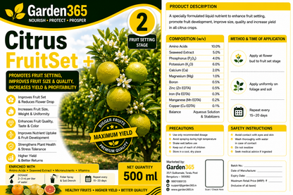 Citrus Yield Booster Kit – Citrus 1 CanopyMax+ | Citrus 2 FruitSet+ | Citrus 3 YieldMax+ for Higher Yield, Fruit Size & Quality