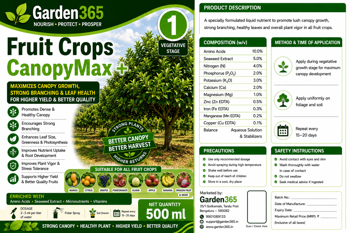 Fruit Crops Yield Booster Kit – Fruit Crops 1 CanopyMax+ | Fruit Crops 2 FruitSet+ | Fruit Crops 3 YieldMax+ for Higher Yield, Better Fruit Size, Improved Quality & Premium Marketable Fruits