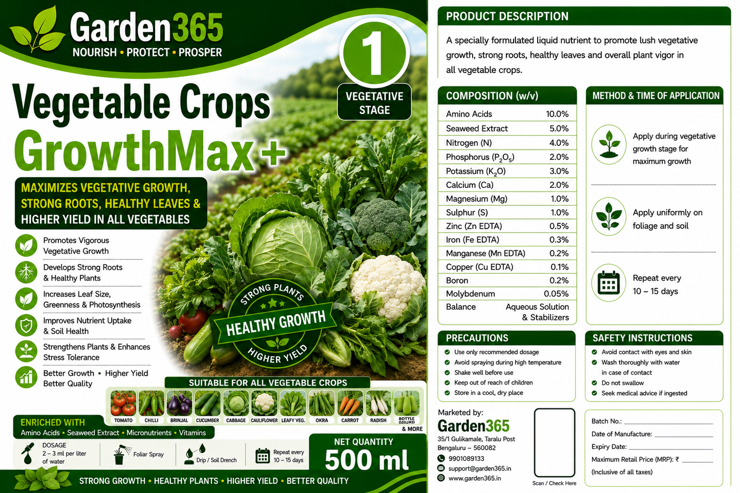 Vegetable Yield Booster Kit – Vegetable Crops 1 GrowthMax+ | Vegetable Crops 2 FlowerSet+ | Vegetable Crops 3 Yield Boost+ for Strong Vegetative Growth, Better Flowering, Higher Fruit Set, Improved Yield & Quality