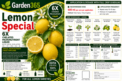 Lemon Special – 6X Chelated Micronutrient Liquid with EDTA Chelated Zn + Fe + Mn + Cu + B + Mo for Better Flowering, Fruit Set, Fruit Size, Juice Content & Higher Yield