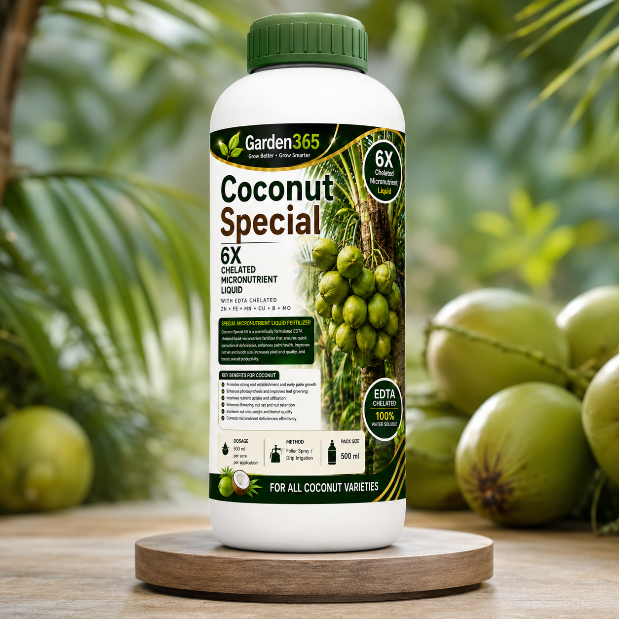 Coconut Special Micronutrient Fertilizer  (नारियल | ತೆಂಗಿನಕಾಯಿ | కొబ్బరి | தேங்காய் | തേങ്ങ)  EDTA Chelated 100% Water Soluble Fertilizer – 400g per Acre