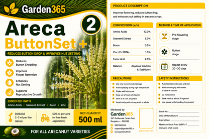 Arecanut Yield Booster Kit – Areca 1 LeafMax+ | Areca 2 ButtonSet+ | Areca 3 NutFill+ for Higher Yield, Nut Size & Quality