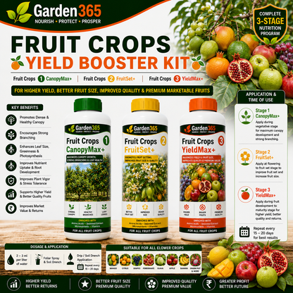 Fruit Crops Yield Booster Kit – Fruit Crops 1 CanopyMax+ | Fruit Crops 2 FruitSet+ | Fruit Crops 3 YieldMax+ for Higher Yield, Better Fruit Size, Improved Quality & Premium Marketable Fruits