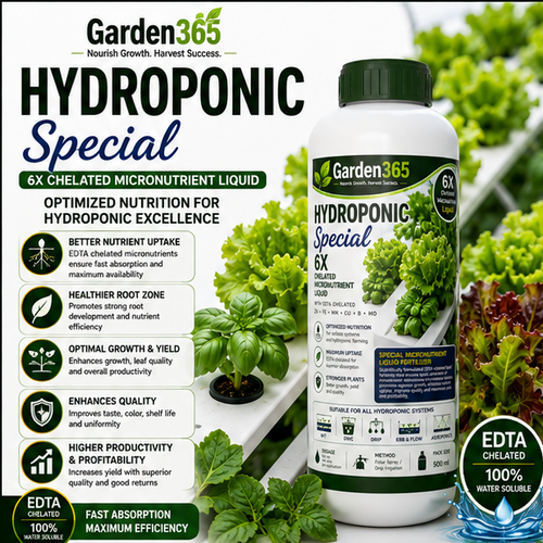 Hydroponic Special – 6X Chelated Micronutrient Liquid with EDTA Chelated Zn + Fe + Mn + Cu + B + Mo for Hydroponic Systems, Better Nutrient Uptake, Growth, Yield & Quality