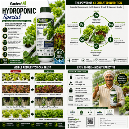Hydroponic Special – 6X Chelated Micronutrient Liquid with EDTA Chelated Zn + Fe + Mn + Cu + B + Mo for Hydroponic Systems, Better Nutrient Uptake, Growth, Yield & Quality