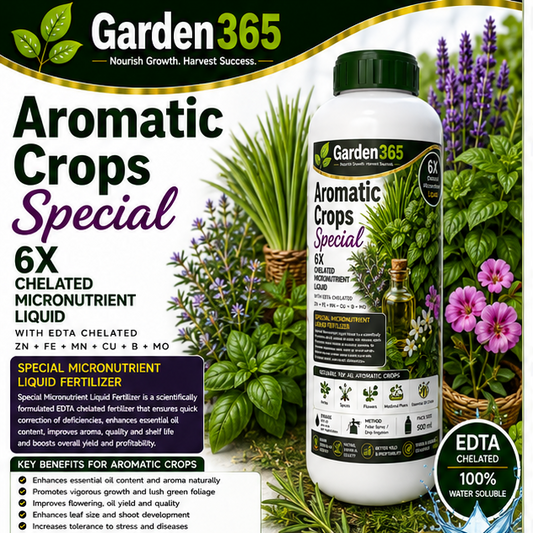 Aromatic Crops Special – 6X Chelated Micronutrient Liquid with EDTA Chelated Zn + Fe + Mn + Cu + B + Mo for Higher Essential Oil Content, Aroma, Quality & Yield