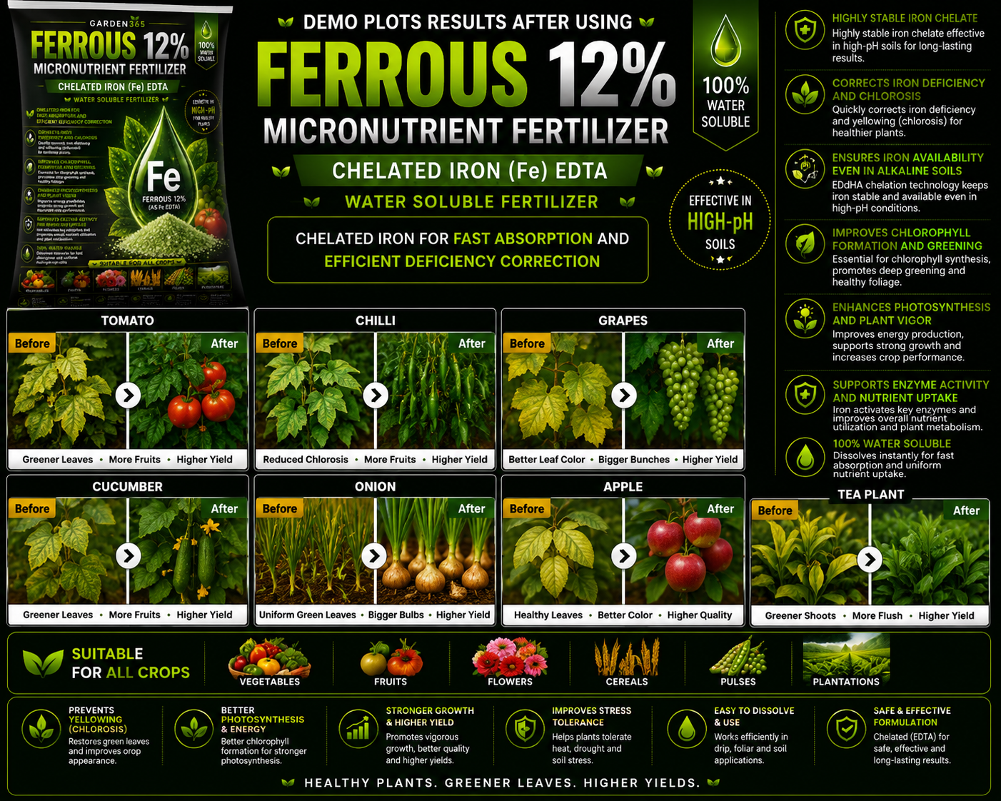 Ferrous EDTA 12% – Chelated Iron Micronutrient Fertilizer for Greener Leaves & Higher Photosynthesis