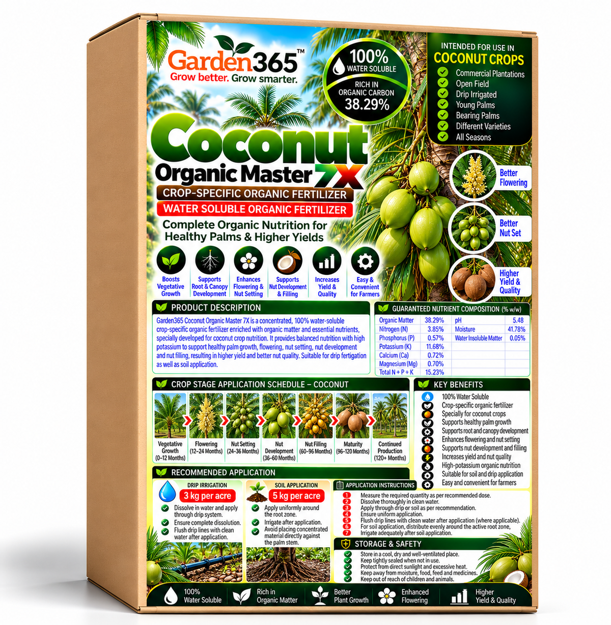 Coconut Organic Master 7X Crop-Specific Organic Fertilizer Water Soluble Organic Fertilizer