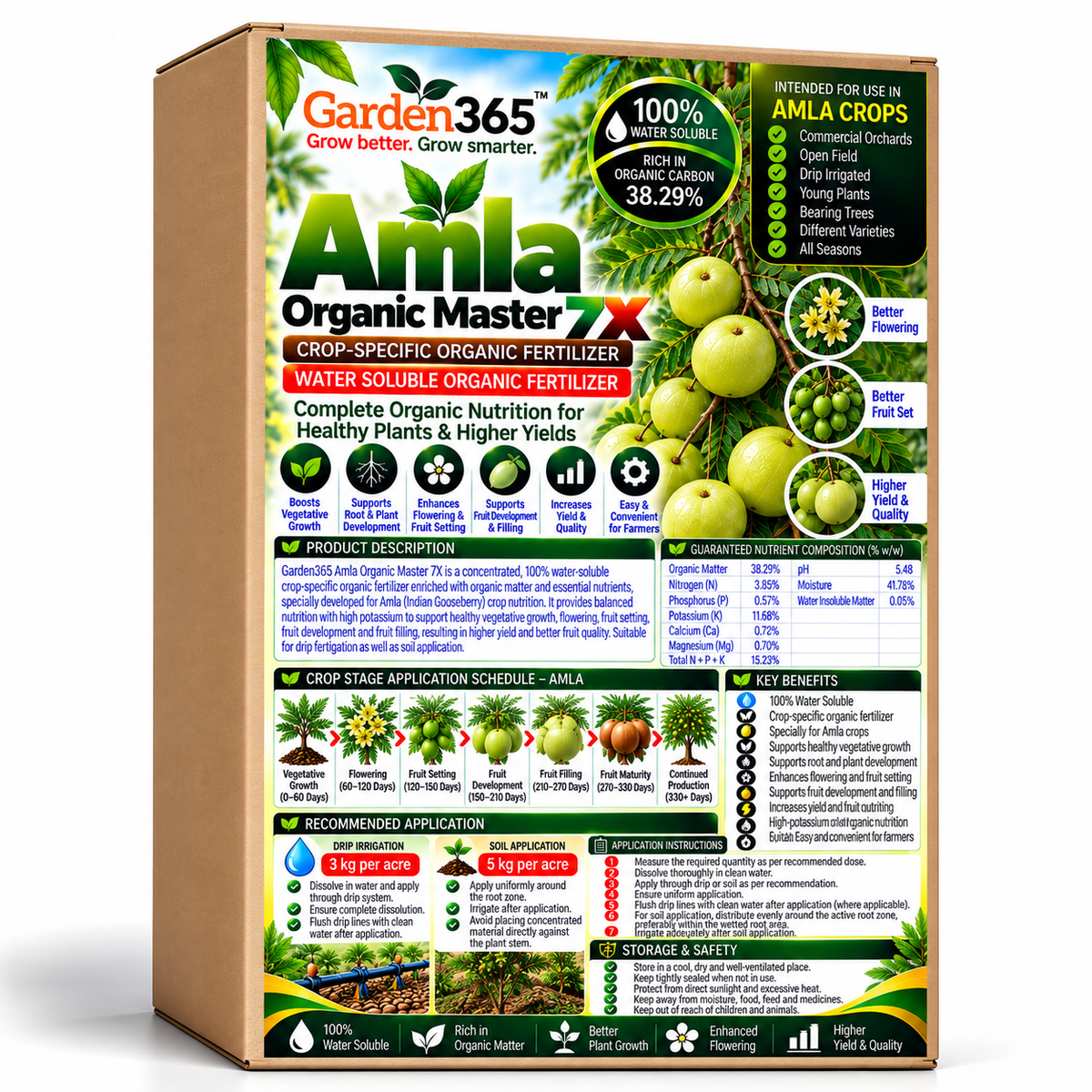 Amla Organic Master 7X Crop-Specific Organic Fertilizer Water Soluble Organic Fertilizer
