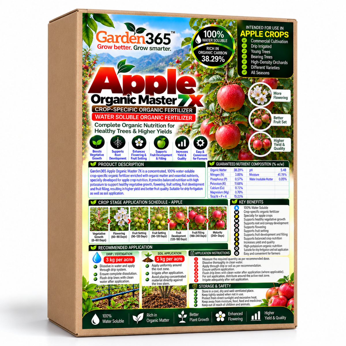 Apple Organic Master 7X Crop-Specific Organic Fertilizer Water Soluble Organic Fertilizer