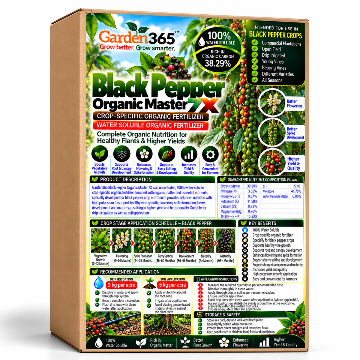 Black Pepper Organic Master 7X Crop-Specific Organic Fertilizer Water Soluble Organic Fertilizer