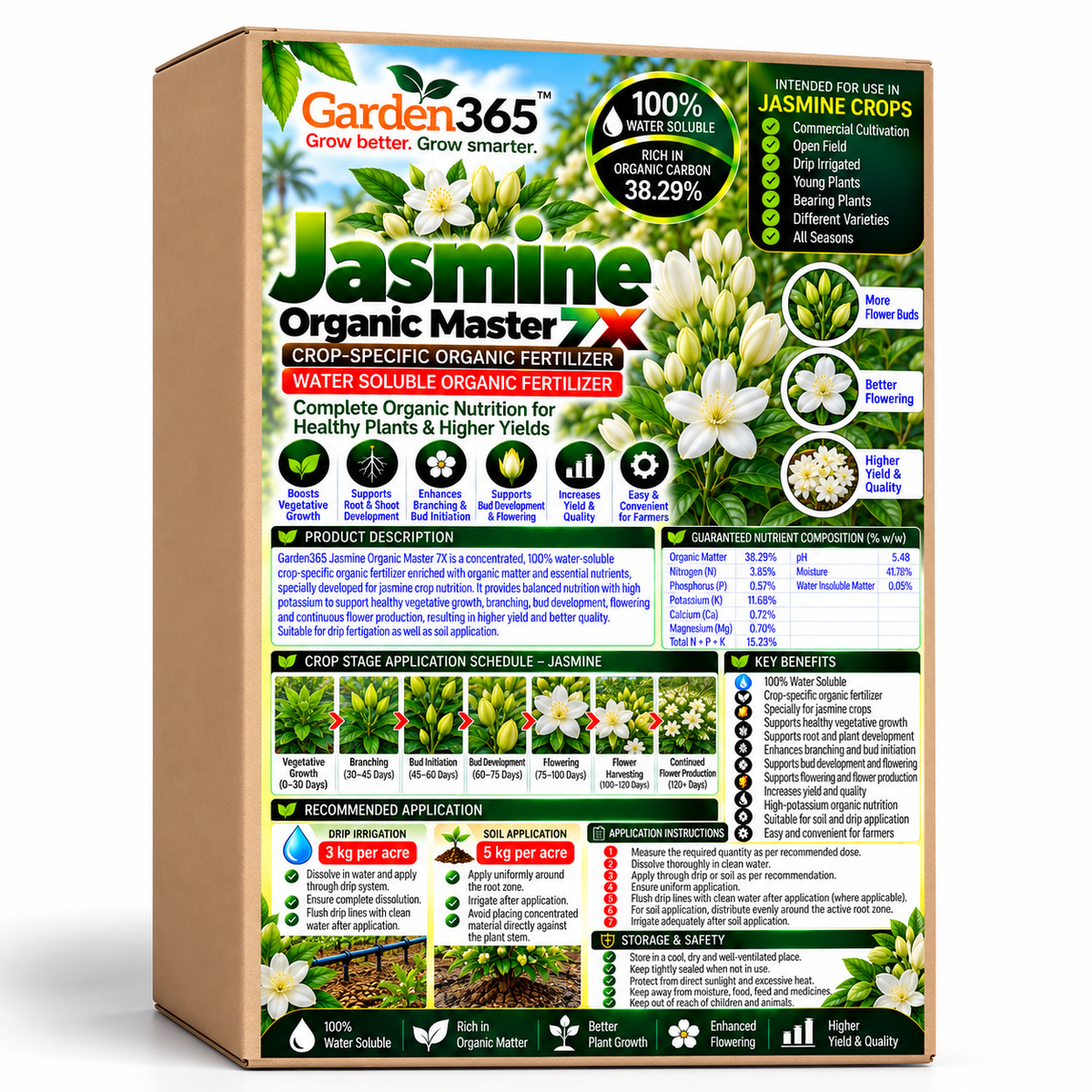 Jasmine Organic Master 7X Crop-Specific Organic Fertilizer Water Soluble Organic Fertilizer