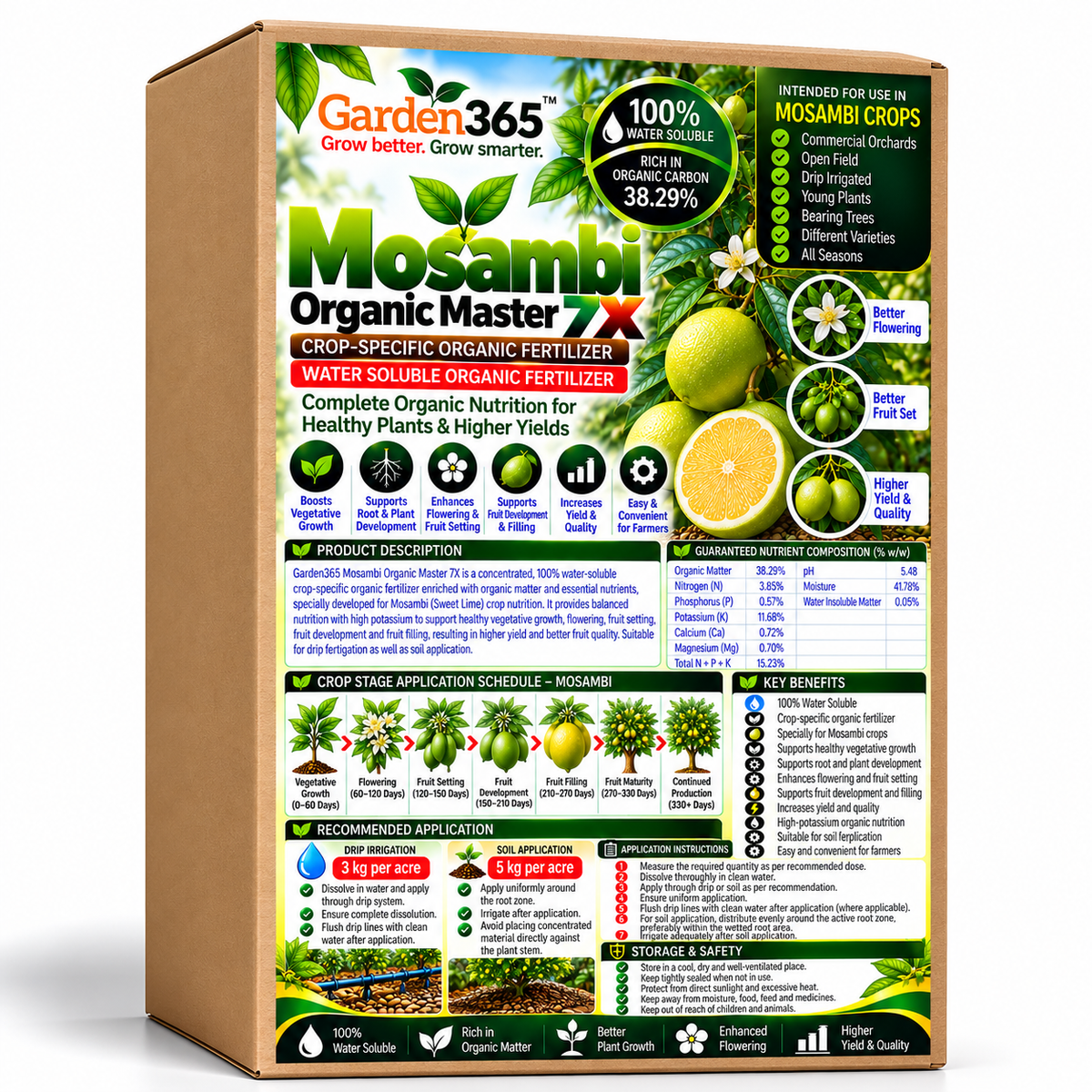 Mosambi Organic Master 7X Crop-Specific Organic Fertilizer Water Soluble Organic Fertilizer
