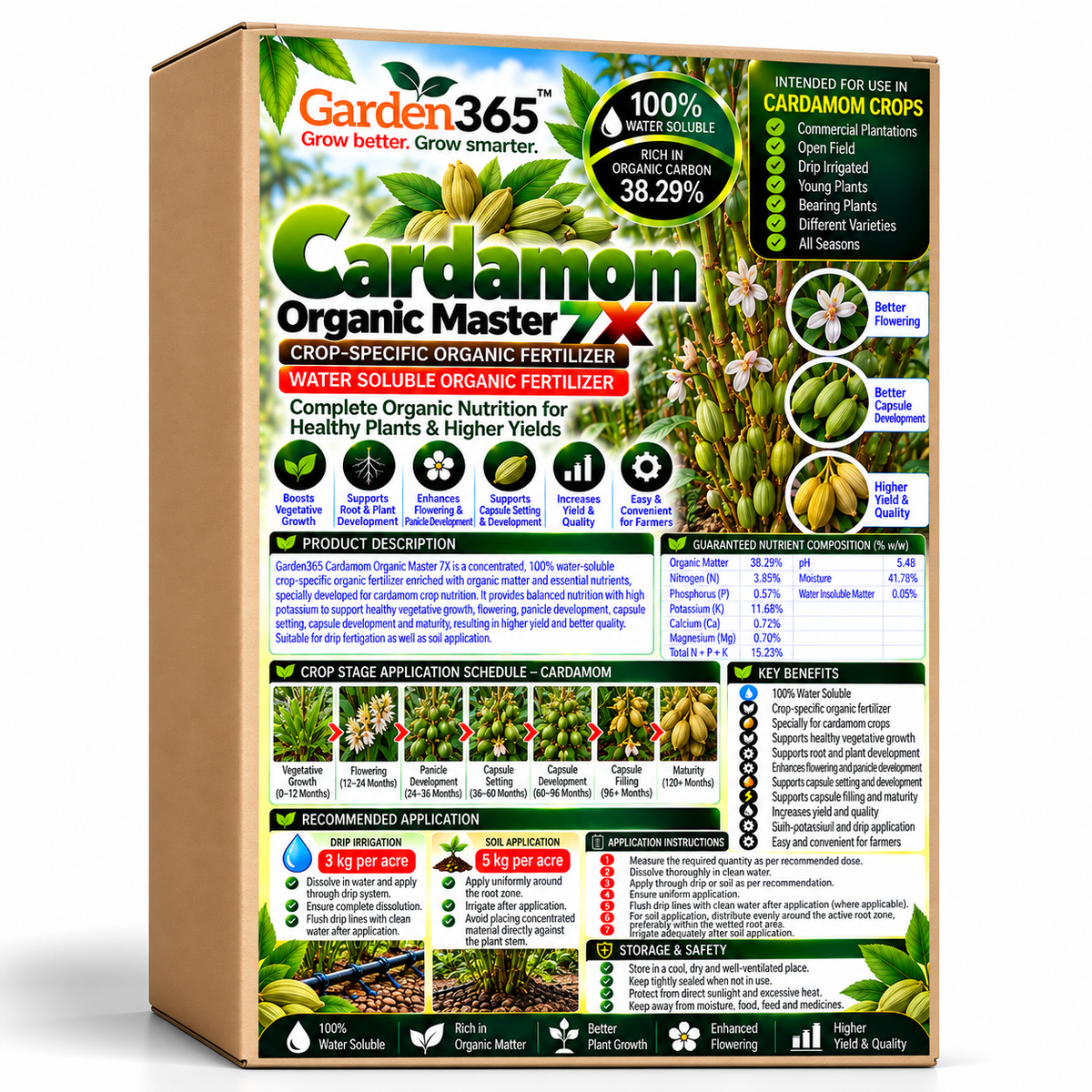 Cardamom Organic Master 7X Crop-Specific Organic Fertilizer Water Soluble Organic Fertilizer