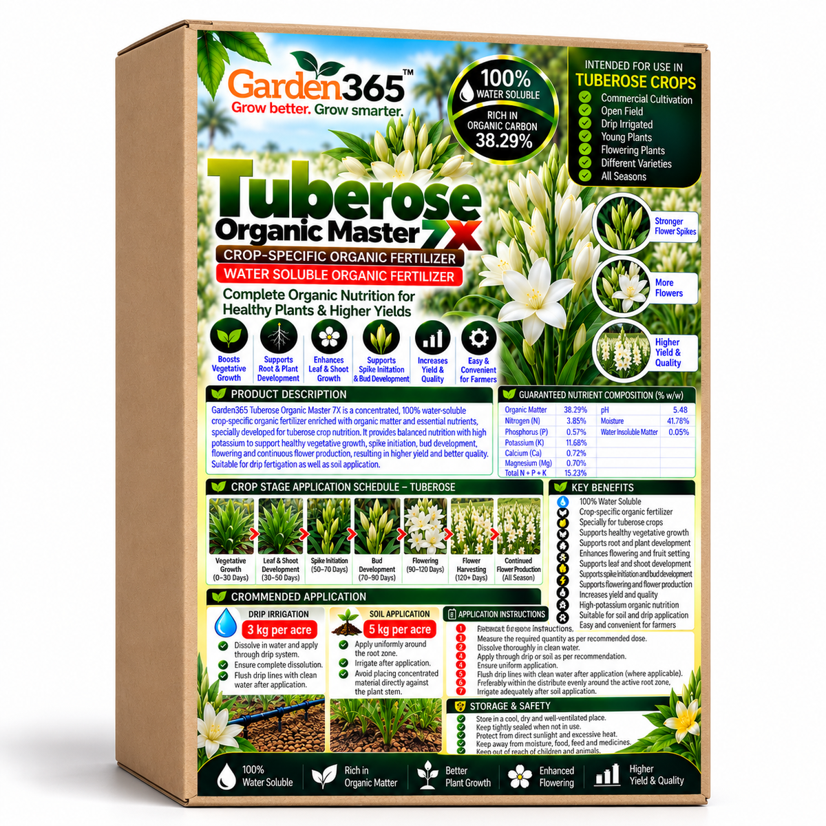 Tuberose Organic Master 7X Crop-Specific Organic Fertilizer Water Soluble Organic Fertilizer