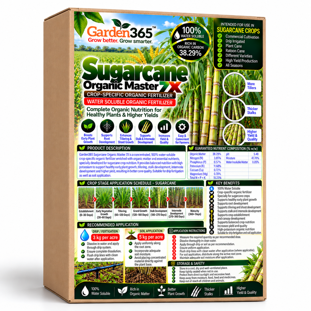 Sugarcane Organic Master 7X Crop-Specific Organic Fertilizer Water Soluble Organic Fertilizer