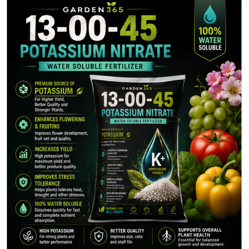 Potassium Nitrate 13:00:45 – Water Soluble Nitrate Potash Fertilizer for Flowering, Fruit Size & Quality