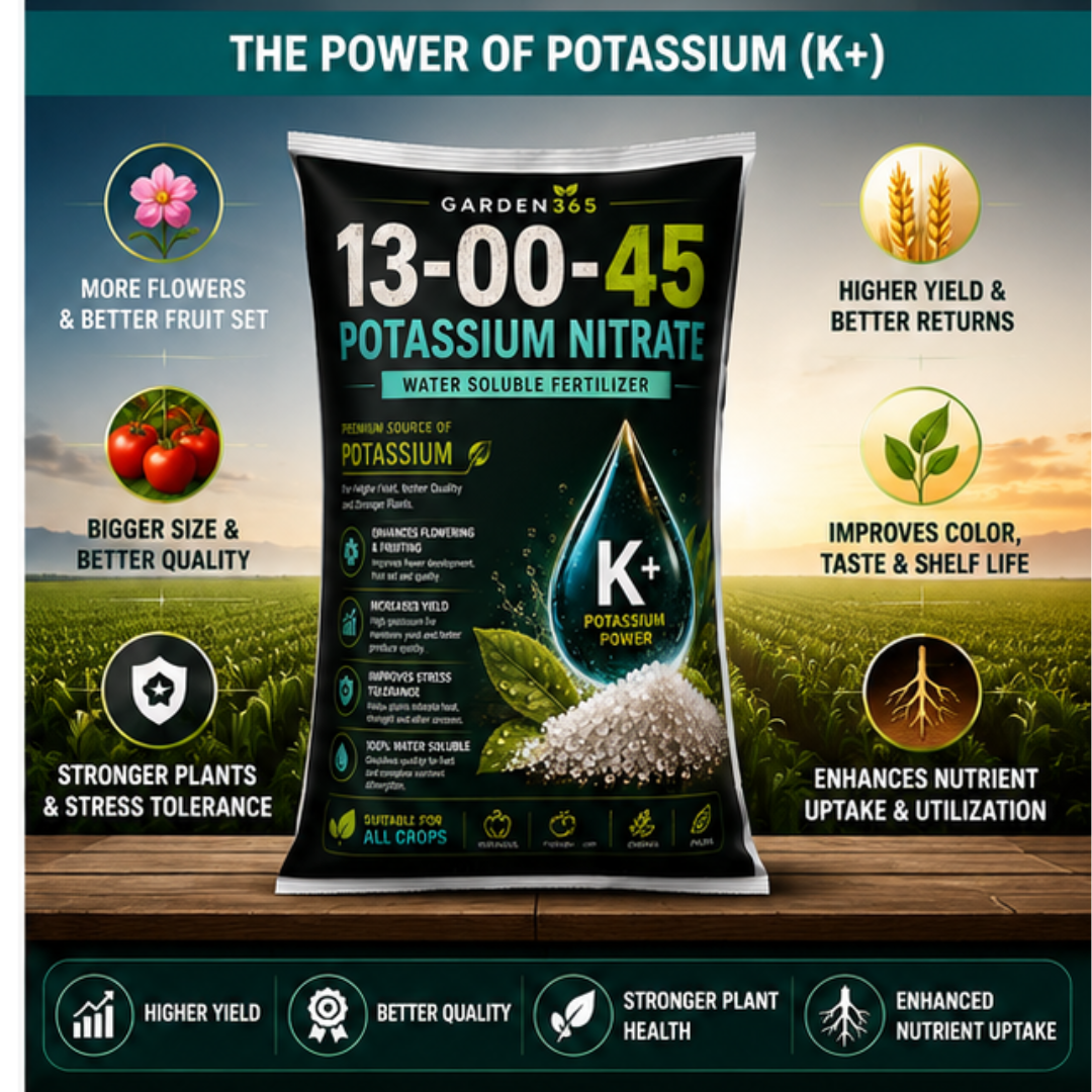 Potassium Nitrate 13:00:45 – Water Soluble Nitrate Potash Fertilizer for Flowering, Fruit Size & Quality