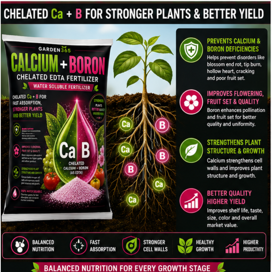 Calcium Boron Chelated (EDTA) – Water Soluble Micronutrient Fertilizer for Flowering, Fruit Set & Strong Cell Structure