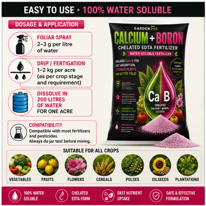 Calcium Boron Chelated (EDTA) – Water Soluble Micronutrient Fertilizer for Flowering, Fruit Set & Strong Cell Structure