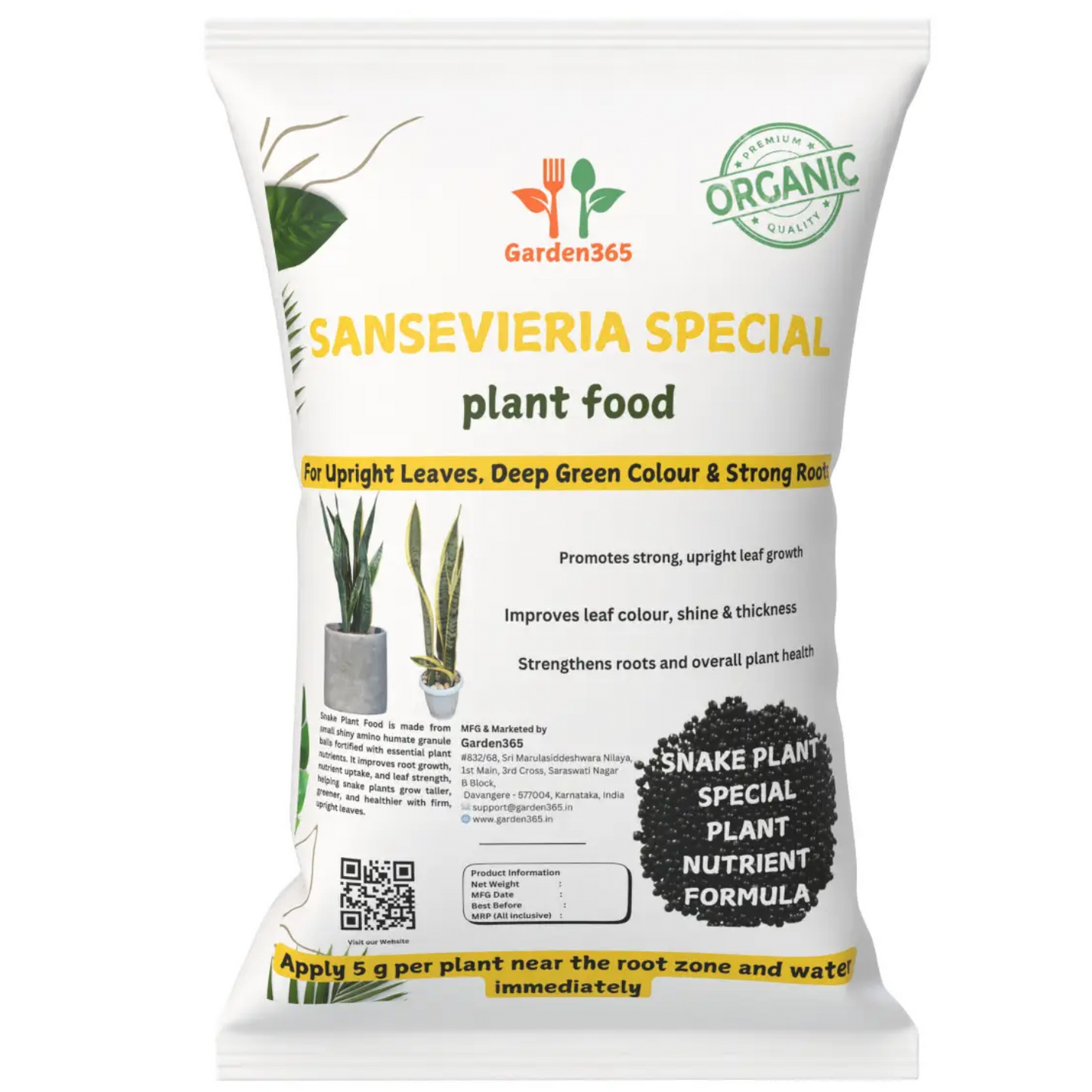 Sansevieria Special Plant Food – Growth Booster for Strong Leaves, Deep Green Colour & Healthy Snake Plants (Apply Up to 100 Plants / Times)