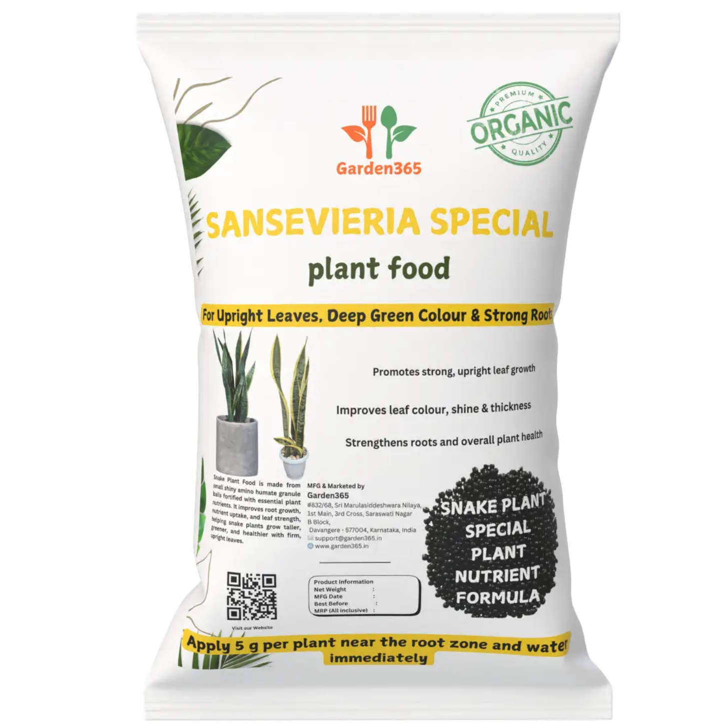 Sansevieria Special Plant Food – Growth Booster for Strong Leaves, Deep Green Colour & Healthy Snake Plants (Apply Up to 100 Plants / Times)