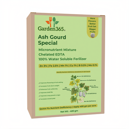 Ash Gourd Special Micronutrient Fertilizer  (पेटा | ಬೂದು ಕುಂಬಳಕಾಯಿ | బూడిద గుమ్మడికాయ | பூசணிக்காய் | കുമ്പളങ്ങ)  EDTA Chelated 100% Water Soluble Fertilizer – 400g per Acre