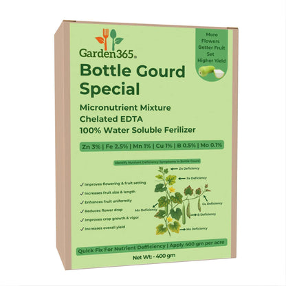 Bottle Gourd Special Micronutrient Fertilizer  (लौकी | ಸೊರೆಕಾಯಿ | సొరకాయ | சுரைக்காய் | ചുരക്ക)  EDTA Chelated 100% Water Soluble Fertilizer – 400g per Acre