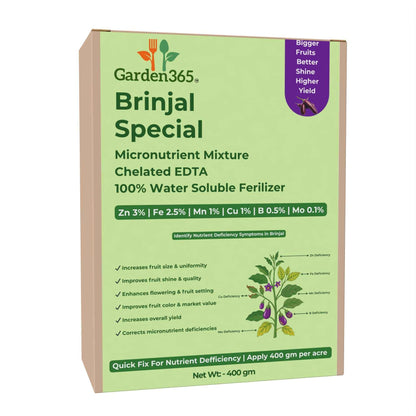 Brinjal Special Micronutrient Fertilizer  (बैंगन | ಬದನೆಕಾಯಿ | వంకాయ | கத்திரிக்காய் | വഴുതന)  EDTA Chelated 100% Water Soluble Fertilizer – 400g per Acre