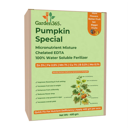 Pumpkin Special Micronutrient Fertilizer  (कद्दू | ಕುಂಬಳಕಾಯಿ | గుమ్మడికాయ | பூசணிக்காய் | മത്തങ്ങ)  EDTA Chelated 100% Water Soluble Fertilizer – 400g per Acre
