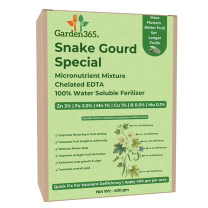 Snake Gourd Special Micronutrient Fertilizer  (चिचिंडा | ಪದವಲಕಾಯಿ | పొట్లకాయ | புடலங்காய் | പടവലങ്ങ)  EDTA Chelated 100% Water Soluble Fertilizer – 400g per Acre
