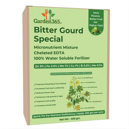 Bitter Gourd Special Micronutrient Fertilizer  (करेला | ಹಾಗಲಕಾಯಿ | కాకరకాయ | பாகற்காய் | പാവയ്ക്ക)  EDTA Chelated 100% Water Soluble Fertilizer – 400g per Acre