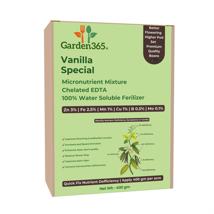 Vanilla Special Micronutrient Fertilizer  (वनीला | ವೆನಿಲ್ಲಾ | వెనిల్లా | வனிலா | വാനില)  EDTA Chelated 100% Water Soluble Fertilizer – 400g per Acre