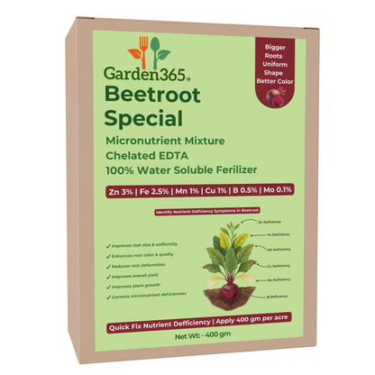 Beetroot Special Micronutrient Fertilizer  (चुकंदर | ಬೀಟ್ ರೂಟ್ | బీట్‌రూట్ | பீட்ரூட் | ബീറ്റ്റൂട്ട്)  EDTA Chelated 100% Water Soluble Fertilizer – 400g per Acre