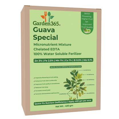 Guava Special Micronutrient Fertilizer  (अमरूद | ಸೀಬೆಹಣ್ಣು | జామ | கொய்யாப்பழம் | പേരയ്ക്ക)  EDTA Chelated 100% Water Soluble Fertilizer – 400g per Acre