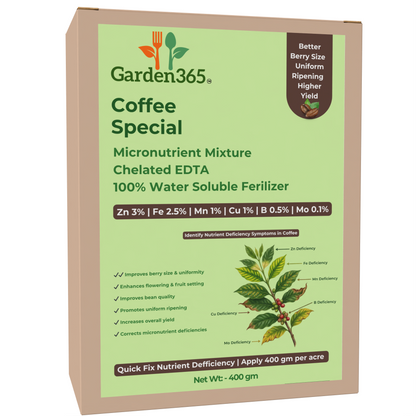 Coffee Special Micronutrient Fertilizer  (कॉफी | ಕಾಫಿ | కాఫీ | காப்பி | കാപ്പി)  EDTA Chelated 100% Water Soluble Fertilizer – 400g per Acre