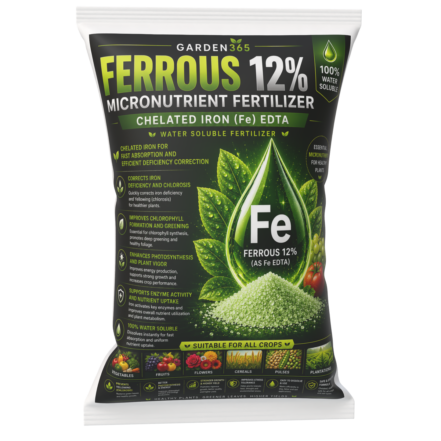 Ferrous EDTA 12% – Chelated Iron Micronutrient Fertilizer for Greener Leaves & Higher Photosynthesis