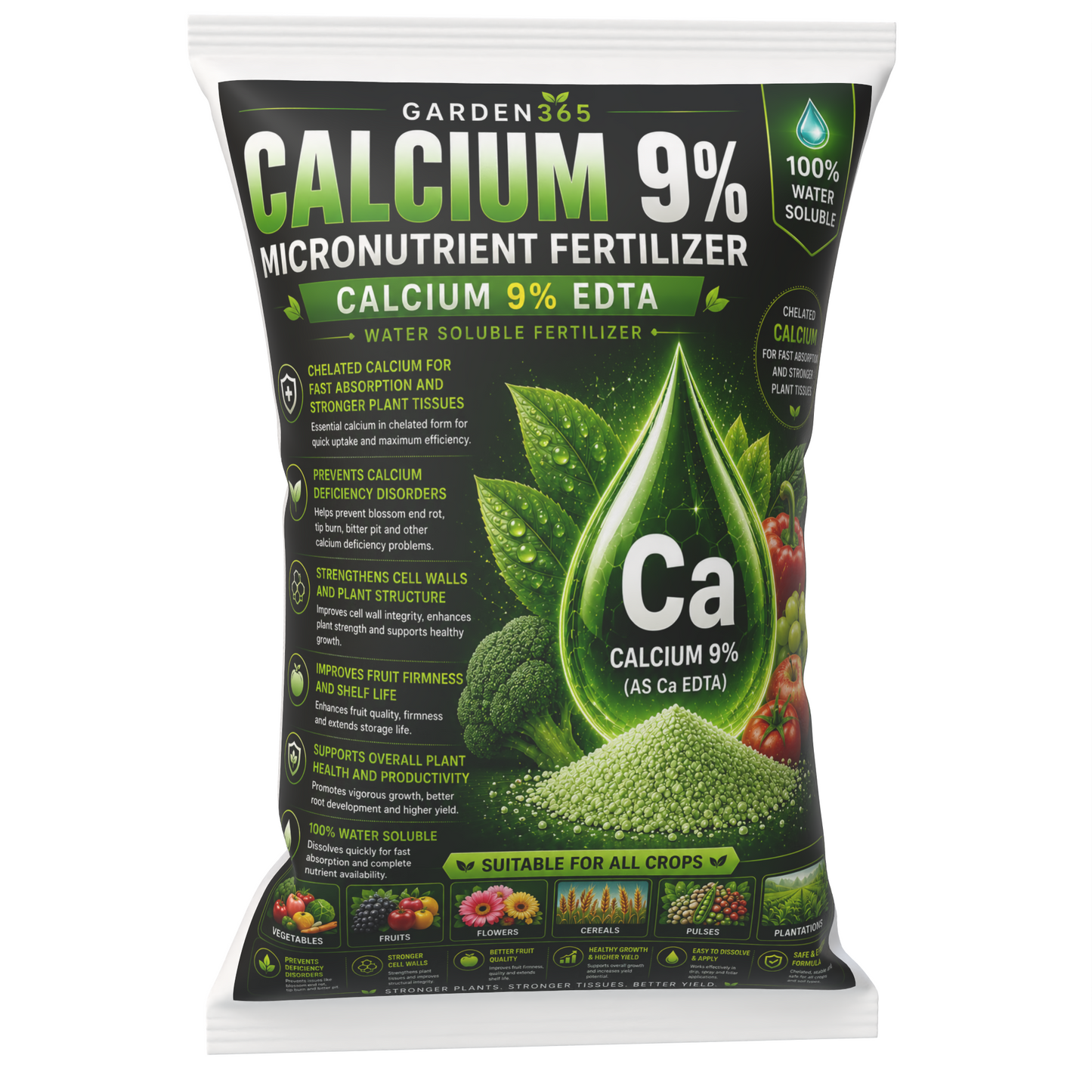 Calcium Chelated 9% (EDTA) – Water Soluble Calcium Fertilizer for Strong Cell Walls & Fruit Quality