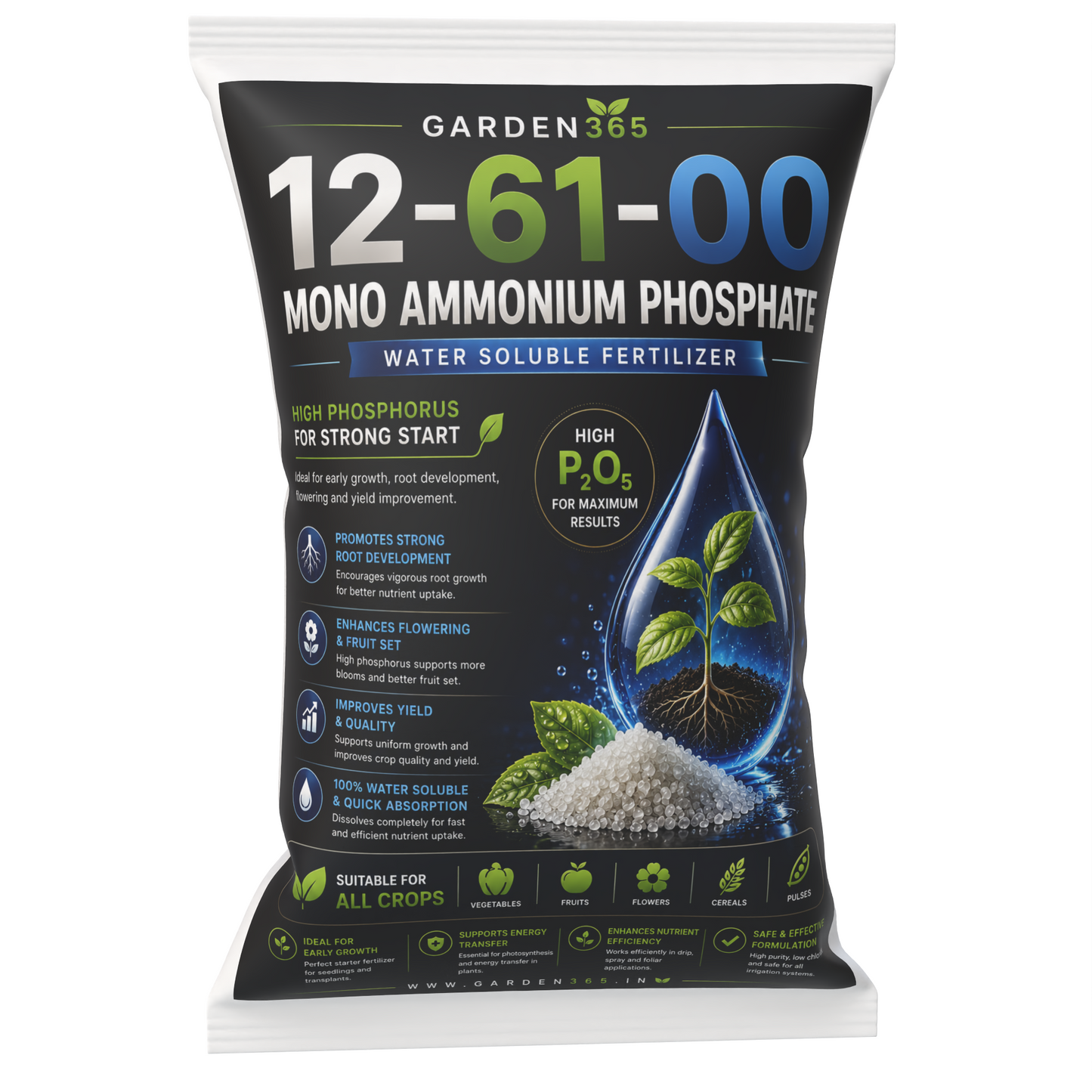 Mono Ammonium Phosphate (MAP) 12:61:00 – Water Soluble Phosphorus Fertilizer for Strong Roots & Early Growth