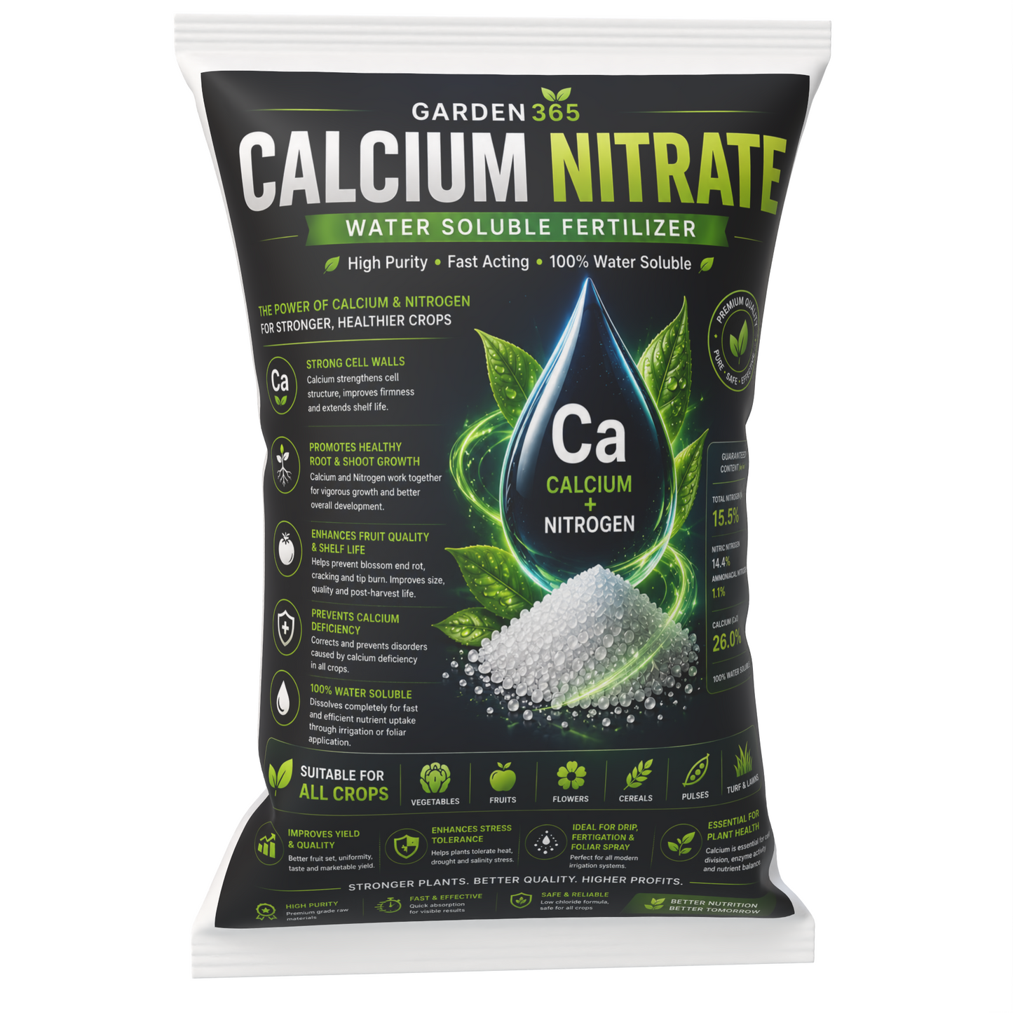 Calcium Nitrate 15:5:00:18.8 – Water Soluble Fertilizer for Calcium Nutrition & Healthy Plant Growth