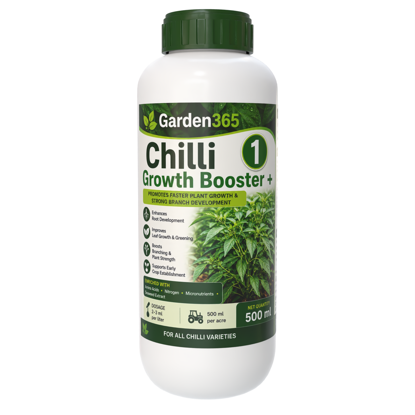 Chilli Yield Booster Kit – Chilli 1 Growth Booster+ | Chilli 2 Flower Booster+ | Chilli 3 Yield Max+ for Higher Yield, Fruit Size & Quality