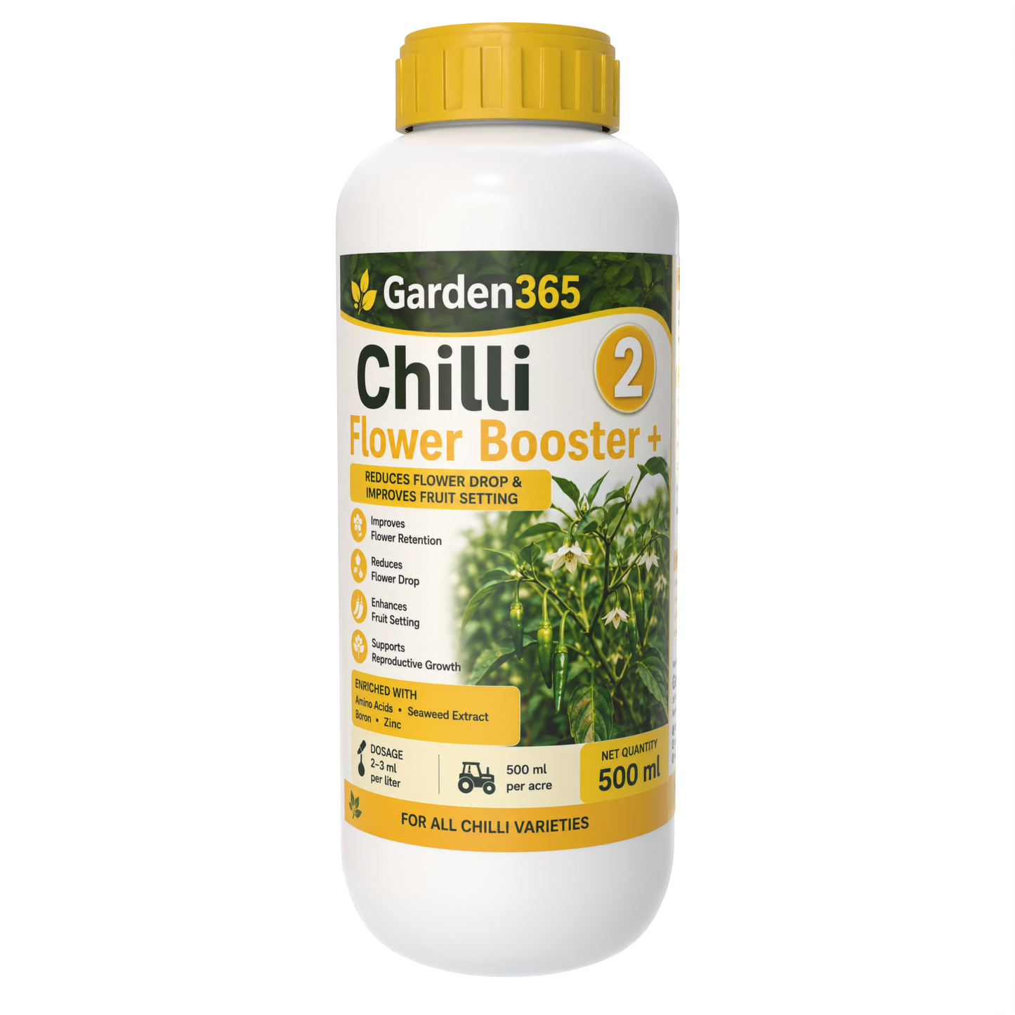 Chilli Yield Booster Kit – Chilli 1 Growth Booster+ | Chilli 2 Flower Booster+ | Chilli 3 Yield Max+ for Higher Yield, Fruit Size & Quality