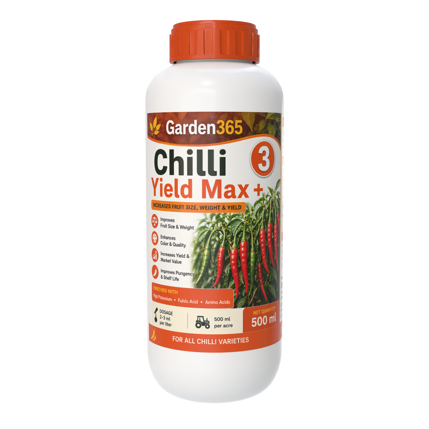 Chilli Yield Booster Kit – Chilli 1 Growth Booster+ | Chilli 2 Flower Booster+ | Chilli 3 Yield Max+ for Higher Yield, Fruit Size & Quality