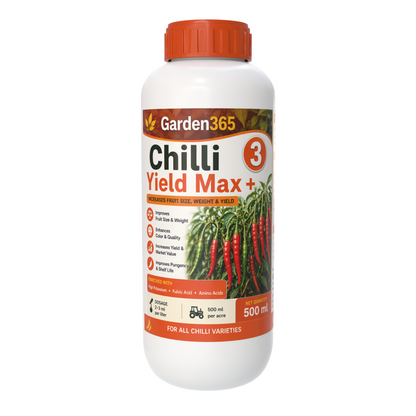 Chilli Yield Booster Kit – Chilli 1 Growth Booster+ | Chilli 2 Flower Booster+ | Chilli 3 Yield Max+ for Higher Yield, Fruit Size & Quality