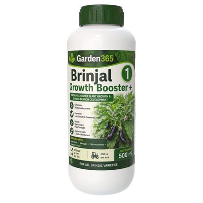 Brinjal Yield Booster Kit – Brinjal 1 Growth Booster+ | Brinjal 2 Flower Booster+ | Brinjal 3 Yield Max+ for Higher Yield, Fruit Size & Quality